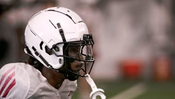 Texas Tech wide receiver Micah Hudson does a drill during football practice, Wednesday, Aug. 14, 2024, at the Sports Performance Center.