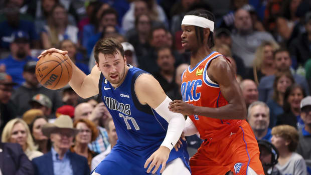 Dallas Mavericks guard Luka Doncic and Oklahoma City Thunder guard Shai Gilgeous-Alexande