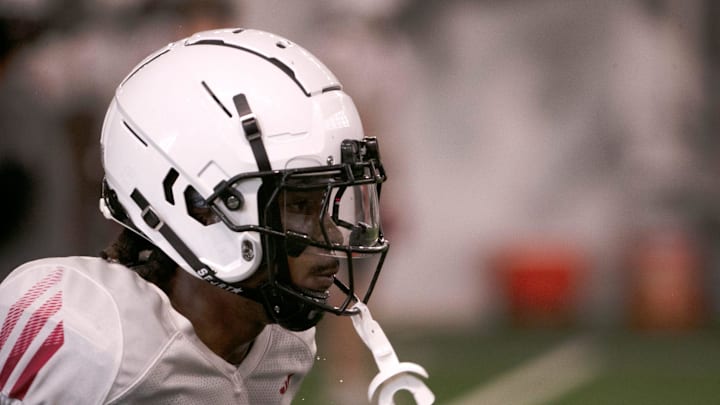 Texas Tech wide receiver Micah Hudson does a drill during football practice, Wednesday, Aug. 14, 2024, at the Sports Performance Center.