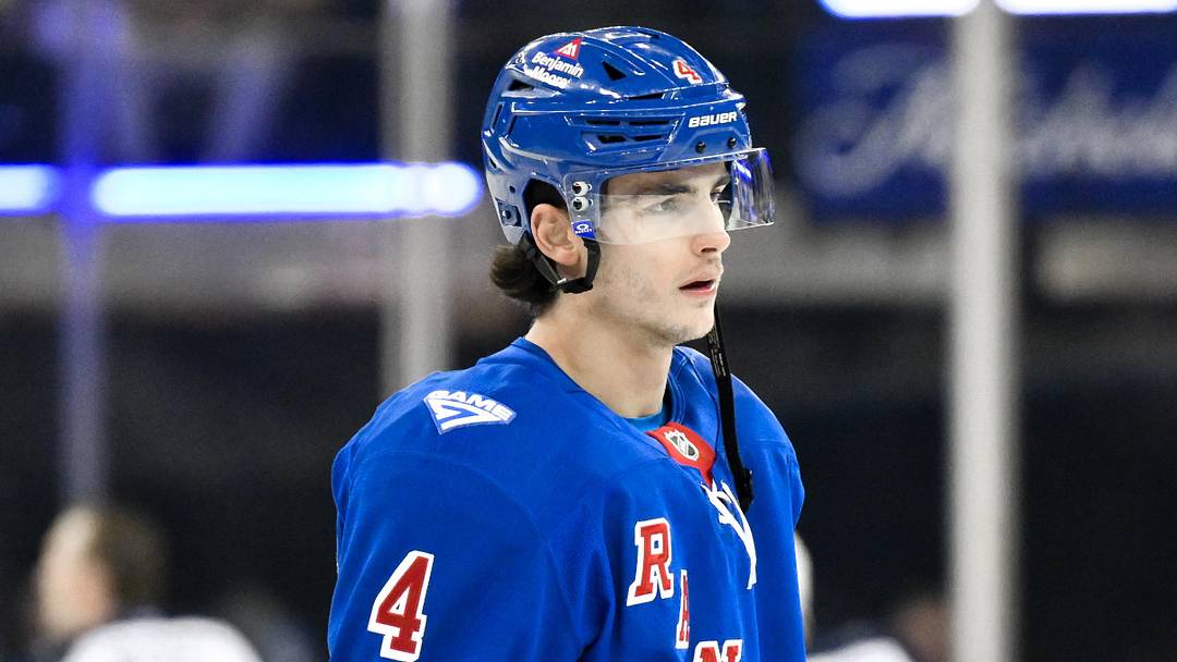 Mar 22, 2026; New York, New York, USA; New York Rangers defenseman Braden Schneider (4) warms up before a game against the Winnipeg Jets at Madison Square Garden. Mandatory Credit: John Jones-Imagn Images Mar 22, 2026; New York, New York, USA; New York Rangers defenseman Braden Schneider (4) warms up before a game against the Winnipeg Jets at Madison Square Garden. Mandatory Credit: John Jones-Imagn Images