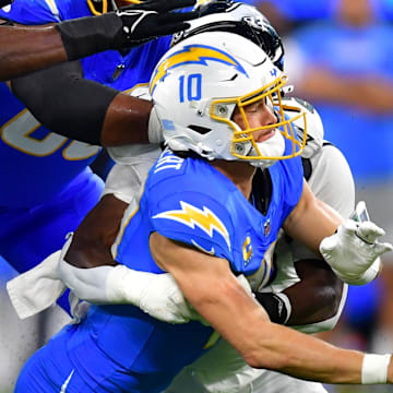 Chargers quarterback Justin Herbert was sacked a career-high seven times.