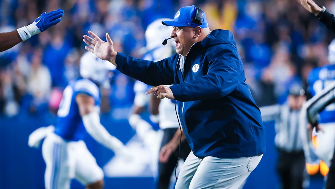 BYU head coach Kalani Sitake against TCU
