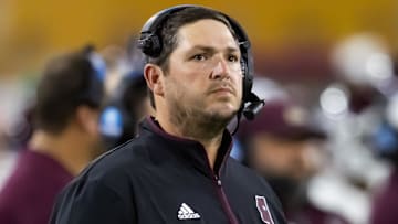 Mississippi State Bulldogs head coach Jeff Lebby against the Arizona State Sun Devils at Mountain America Stadium.