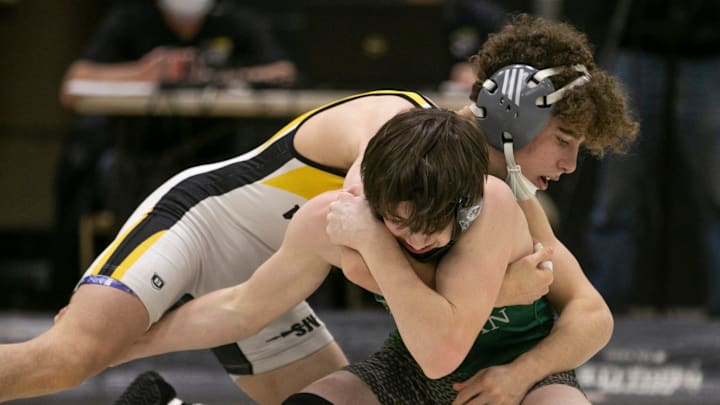 Saint John Vianney wrester Anthony Knox (top) will not get the opportunity to compete for a fourth straight New Jersey state championship after being disqualified from the state tournament for a violation of the NJISIAA's sportsmanship rule during a regional event last weekend.