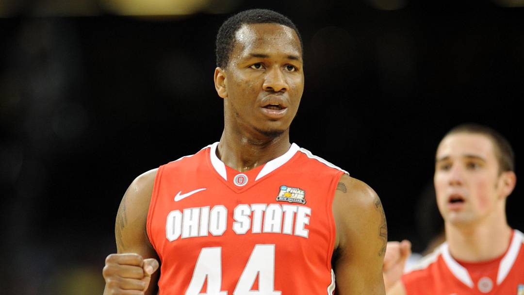 Mar 31, 2012; New Orleans, LA, USA; Ohio State Buckeyes guard William Buford (44) and guard Aaron Craft (4) react during the first half in the semifinals of the 2012 NCAA men's basketball Final Four against the Kansas Jayhawks at the Mercedes-Benz Superdome. Mandatory Credit: Bob Donnan-Imagn Images