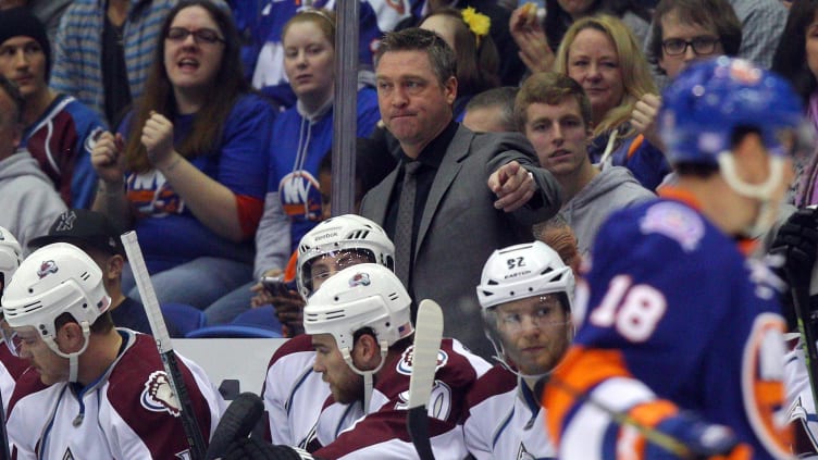 Nov 11, 2014; Uniondale, NY, USA; Colorado Avalanche head coach Patrick Roy coaches against the New