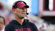 Nov 16, 2024; Tuscaloosa, AL, USA; Alabama Crimson Tide head coach Kalen DeBoer during the game against the Mercer Bears at Bryant-Denny Stadium. Mandatory Credit: Gary Cosby Jr.-Imagn Images