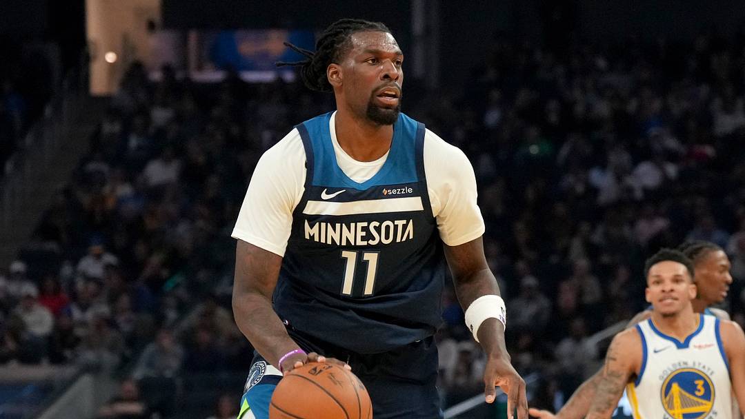 Mar 13, 2026; San Francisco, California, USA; Minnesota Timberwolves center Naz Reid (11) dribbles the ball against the Golden State Warriors in the second quarter at the Chase Center. Mandatory Credit: Cary Edmondson-Imagn Images