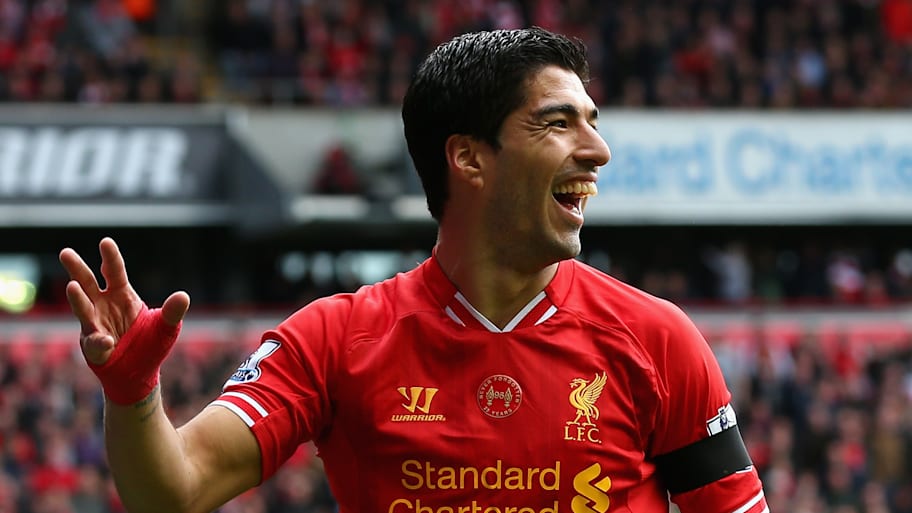 Luis Suárez celebrating.