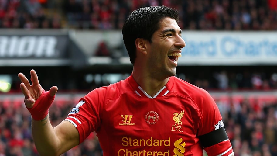 Luis Suárez celebrating.