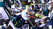 Marshawn Lynch dives into the end zone