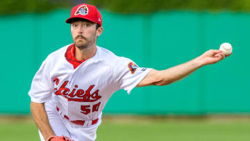 Peoria Chiefs pitcher Cooper Hjerpe throws against Dayton on Tuesday, May 9, 2023 at Dozer Park in Peoria.