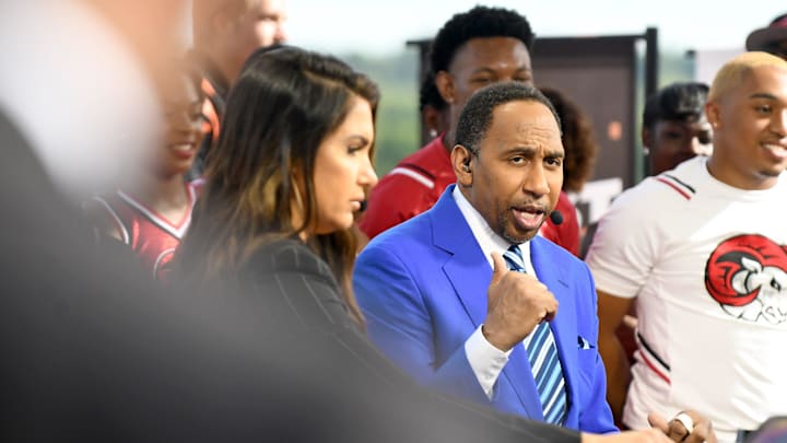 ESPN's 'First Take'  broadcasts live from Tom Benson Hall of Fame Stadium with hosts Molly Qerim and Stephen A. Smith, Friday, Sept. 2, 2022. The show was in town as part of the Black College Football Hall of Fame Classic

Espn First Take Benson18
