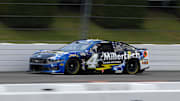 Jun 21, 2025; Long Pond, Pennsylvania, USA; NASCAR Cup Series driver Noah Gragson (4) during practice and qualifying for The Great American Getaway 400 at Pocono Raceway.
