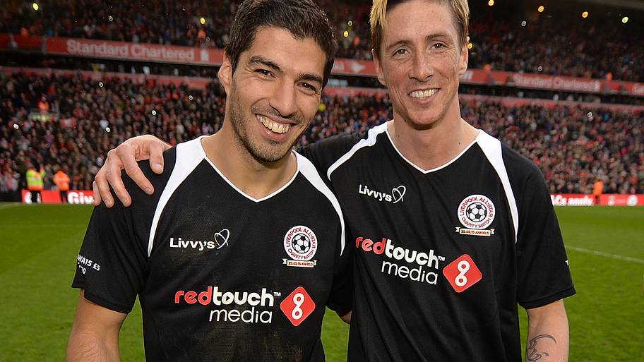 Luis Suárez (left) and Fernando Torres.