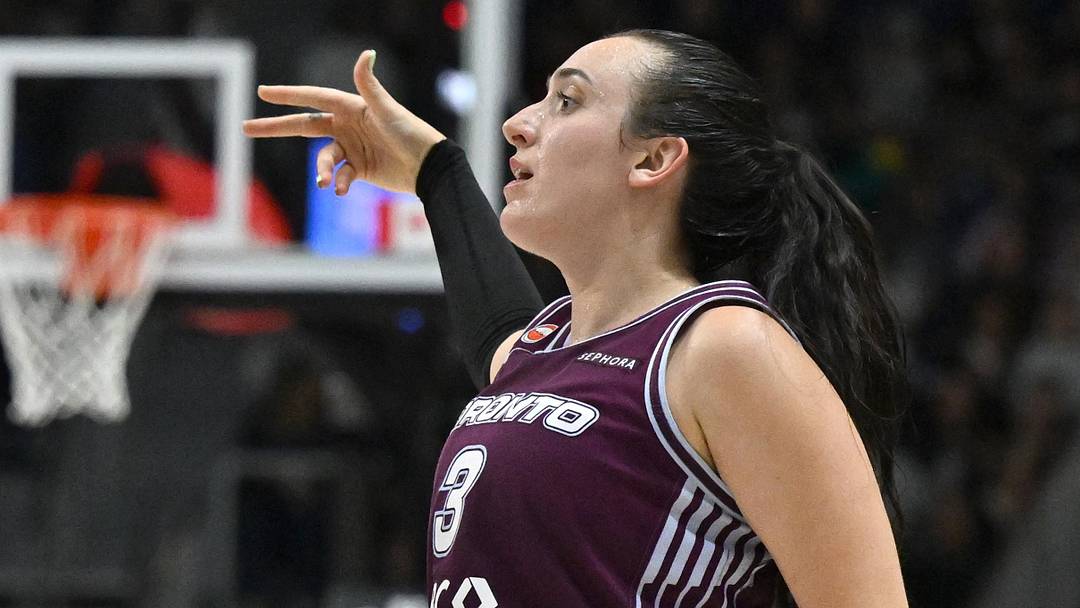 Jun 25, 2026; Toronto, Ontario, CAN; Toronto Tempo guard Marina Mabrey (3) reacts after making a three point basket against the Los Angeles Sparks in the second half at Coca-Cola Coliseum. Mandatory Credit: Dan Hamilton-Imagn Images