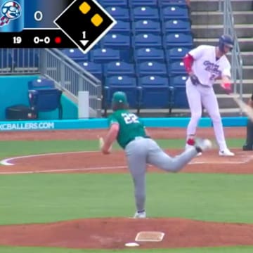 White Sox prospect George Wolkow hit a ball with one hand.