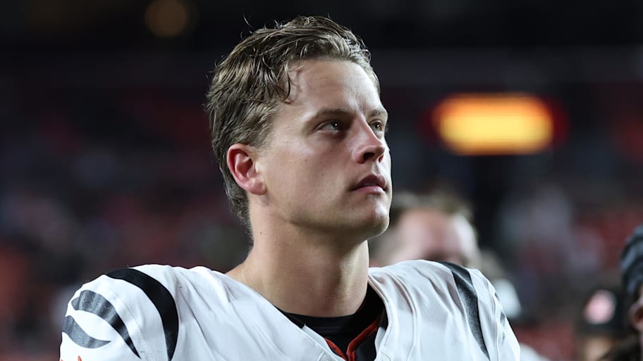 Aug 18, 2025; Landover, Maryland, USA; Cincinnati Bengals quarterback Joe Burrow (9) walks off the field during half time against Washington Commanders at Northwest Stadium. Mandatory Credit: Amber Searls-Imagn Images | Amber Searls-Imagn Images