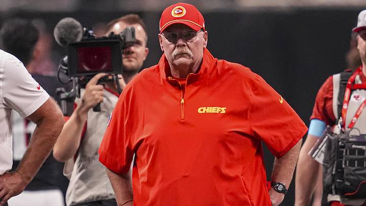 Kansas City Chiefs head coach Andy Reid shown on the field before the game against the Atlanta Falcons at Mercedes-Benz Stadium.