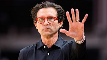 Atlanta Hawks head coach Quin Snyder reacts against the Toronto Raptors.