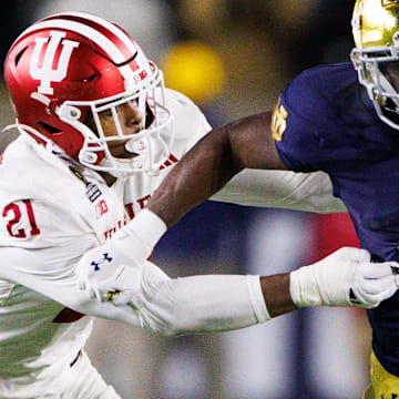 Indiana linebacker Rolijah Hardy during the first round of the College Football Playoff on Dec. 20, 2024, at Notre Dame Stadium in South Bend.