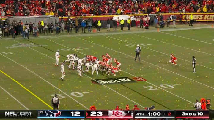 Confetti on the field late in the fourth quarter of Houston Texans vs. Kansas City Chiefs
