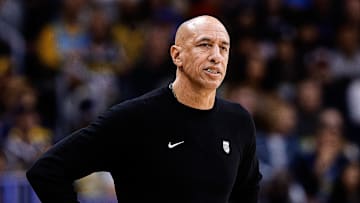 Nov 3, 2025; Denver, Colorado, USA; Sacramento Kings head coach Doug Christie in the first quarter against the Denver Nuggets at Ball Arena.