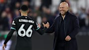 Arne Slot (right) has been full of praise for Trent Alexander-Arnold