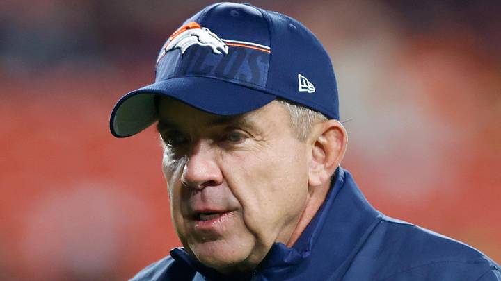 Nov 30, 2025; Landover, Maryland, USA; Denver Broncos head coach Sean Payton looks on during warmups prior to the game against the Washington Commanders at Northwest Stadium. Mandatory Credit: Peter Casey-Imagn Images