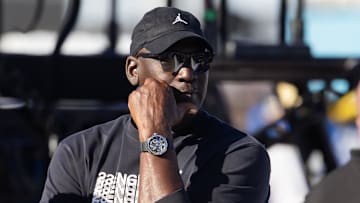 Nov 9, 2024; Avondale, Arizona, USA; NASCAR Cup Series team owner Michael Jordan during qualifying for the Championship race at Phoenix Raceway.
