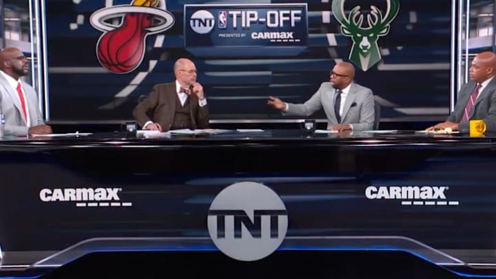 Shaquille O'Neal, Ernie Johnson, Kenny Smith and Charles Barkley debate Jimmy Butler's Miami Heat trade request on TNT's "NBA Tip-Off."