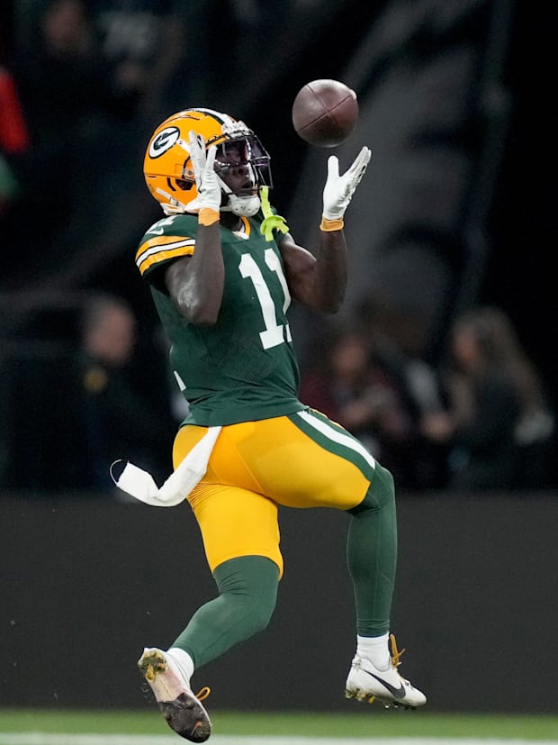 Green Bay Packers wide receiver Jayden Reed (11) makes a catch during the first half against the Philadelphia Eagles.