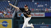 Sep 11, 2024; Washington, District of Columbia, USA; Washington Nationals starting pitcher Jake Irvin (27) pitches against the Atlanta Braves during the third inning at Nationals Park.