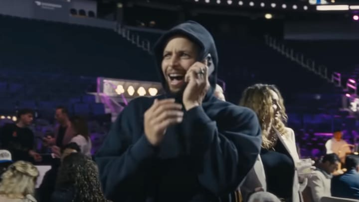 Stephen Curry reacts to the Luka Doncic trade. 