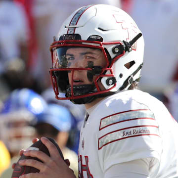 Texas Tech Red Raiders quarterback Behren Morton (2) passes against the BYU Cougars in the first half at Jones AT&T Stadium.
