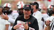 Sep 13, 2025; Lubbock, Texas, USA;   Oregon State Beavers head coach Trent Bray calls time out in the first half in the game against the Texas Tech Red Raiders at Jones AT&T Stadium. Mandatory Credit: Michael C. Johnson-Imagn Images