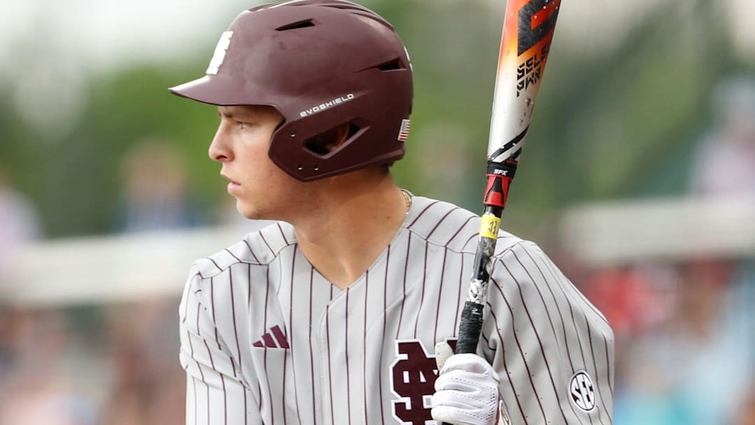 Mississippi State University baseball player Ace Reese (3) prepares to bat during the annual Governor’s Cup played against the University of Mississippi at Trustmark Park on April 22, 2025, in Pearl, Miss.