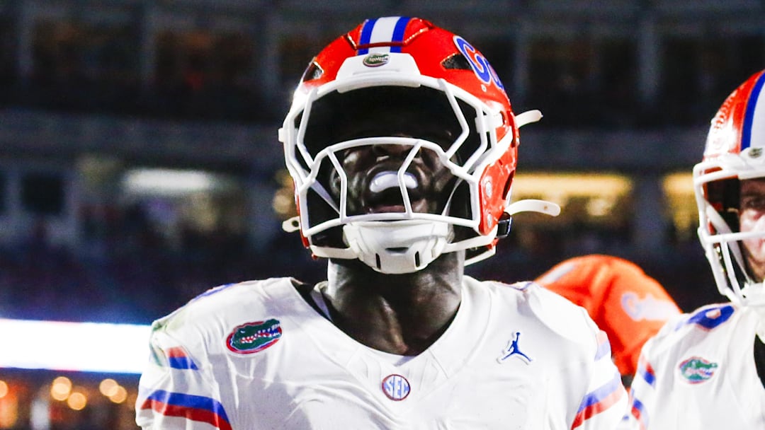 Nov 15, 2025; Oxford, Mississippi, USA; Florida Gators running back Jadan Baugh (13) celebrates with tight end Hayden Hansen (89) after rushing for a touchdown against the Mississippi Rebels during the second quarter at Vaught-Hemingway Stadium. Mandatory Credit: Petre Thomas-Imagn Images