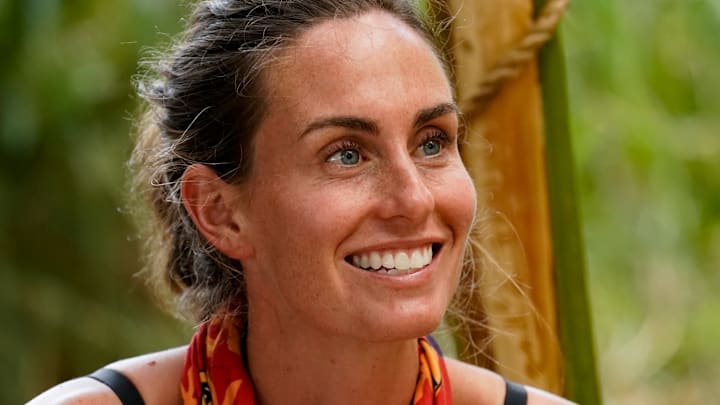 Kim Spradlin on SURVIVOR: WINNERS AT WAR, on the CBS Television Network. Photo: Robert Voets/CBS Entertainment ©2020 CBS Broadcasting, Inc. All Rights Reserved