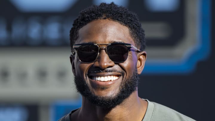 Feb 6, 2022; Los Angeles, California, USA; Reggie Bush in attendance of the NASCAR Cup Series Busch Light Clash at The Coliseum at Los Angeles Memorial Coliseum. Mandatory Credit: Mark J. Rebilas-USA TODAY Sports