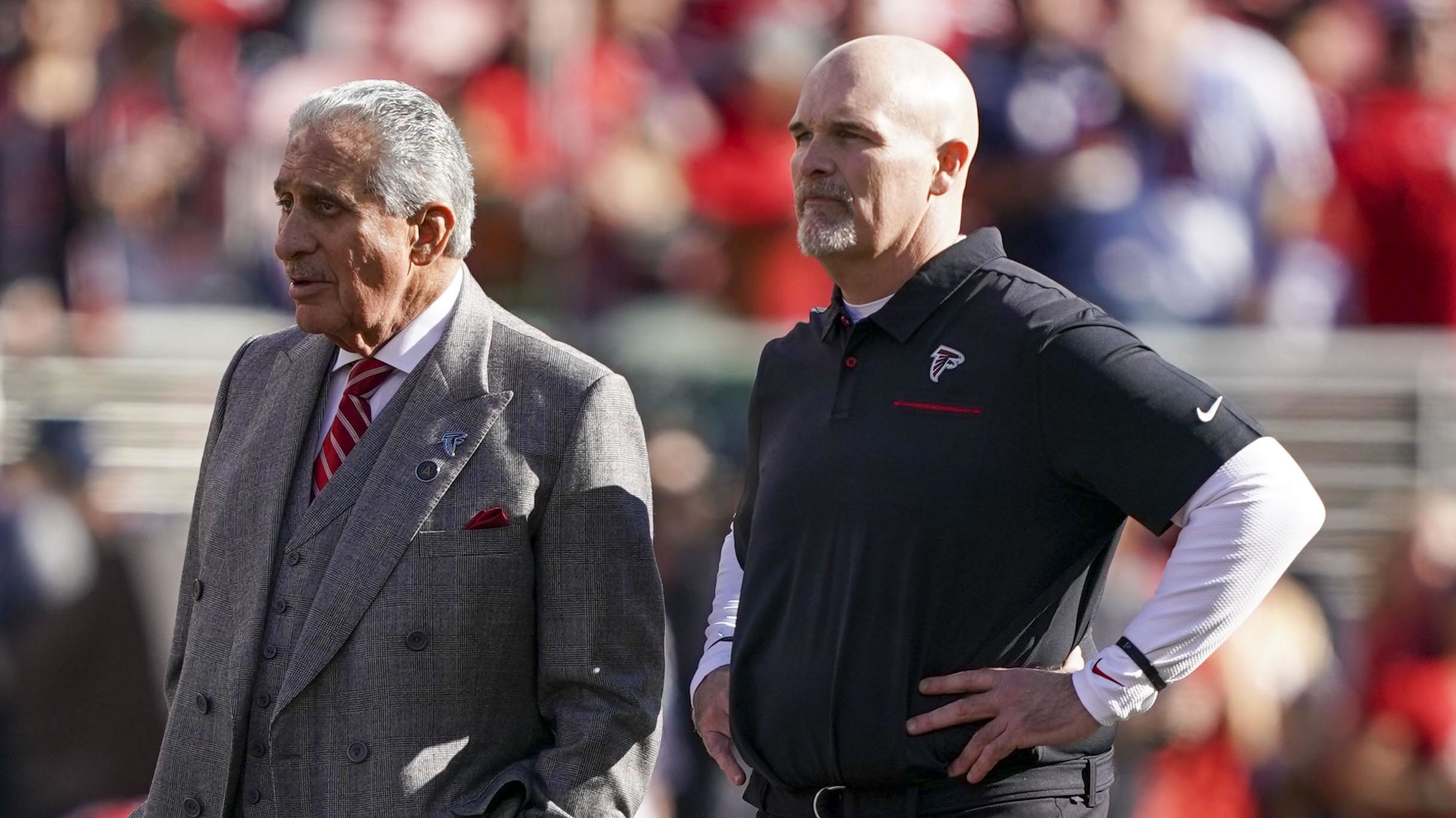 Falcons owner Arthur Blank and former head coach Dan Quinn