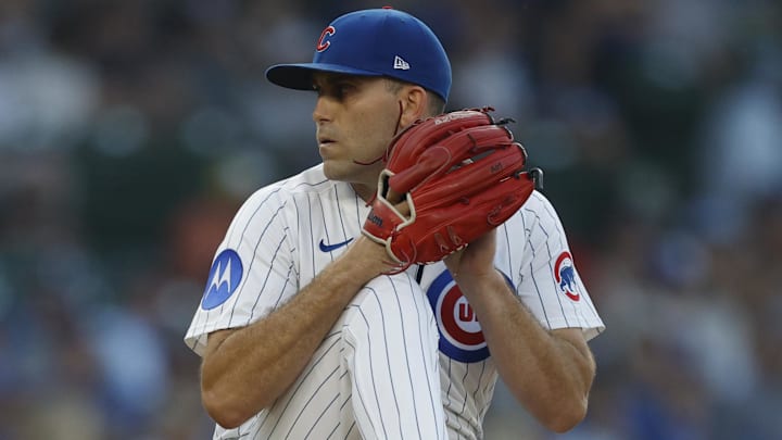 Chicago Cubs starting pitcher Matthew Boyd (16) throws against the Kansas City Royals at Wrigley Field. Chicago Cubs starting pitcher Matthew Boyd (16) throws against the Kansas City Royals at Wrigley Field.