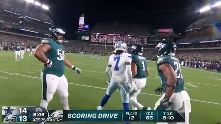 Trevon Diggs had something to say to Jalen Hurts after the QB scored his second rushing touchdown of the game.