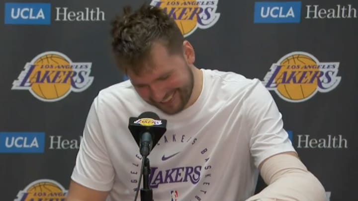 Luka Doncic provided an update on his elbow. Luka Doncic provided an update on his elbow.