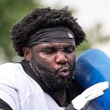 Detroit Lions defensive tackle DJ Reader (98) practices during training camp at team's performance center