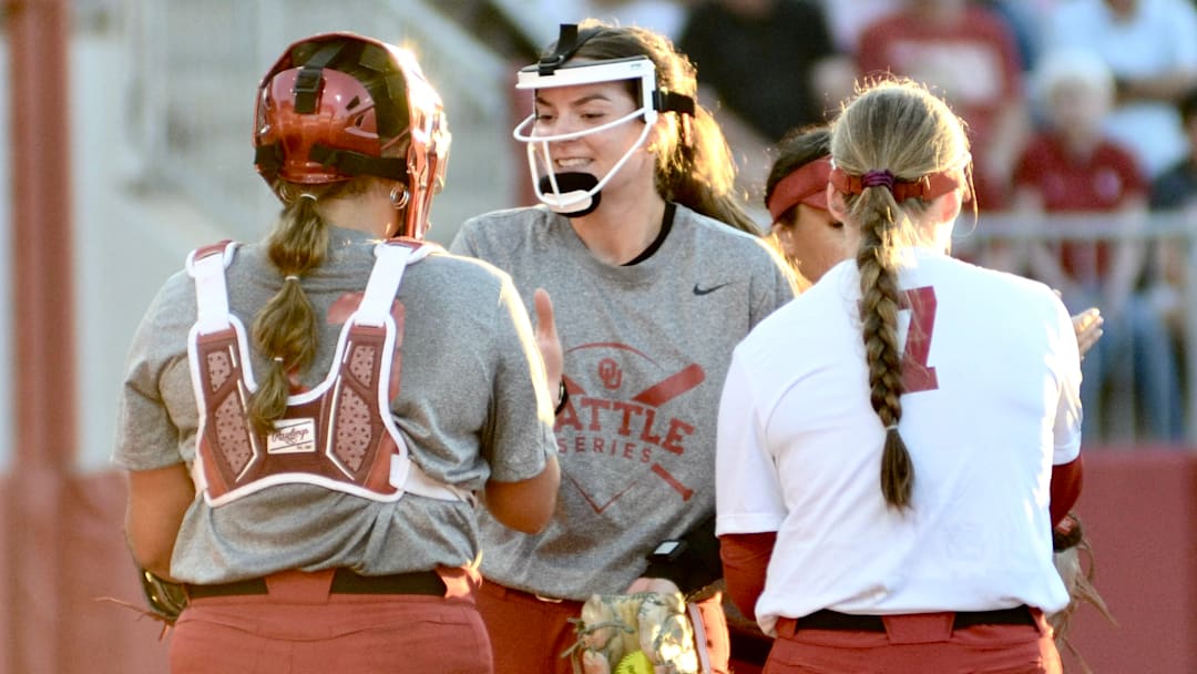 Oklahoma pitcher Sydney Berzon smiles during OU's fall Battle Series.