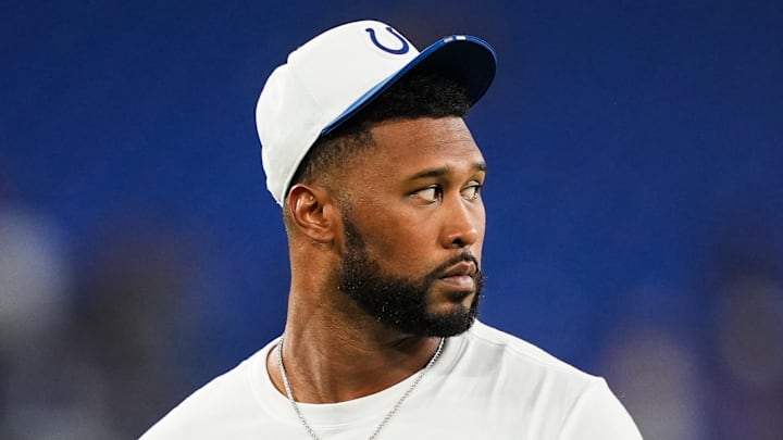 Indianapolis Colts' DeForest Buckner stares into the middle distance