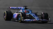 Nov 18, 2023; Las Vegas, Nevada, USA; BWT Alpine F1 driver Esteban Ocon of France (31) drives during the Formula 1 Heineken Silver Las Vegas Grand Prix at the Las Vegas Strip Circuit. Mandatory Credit: Lucas Peltier-USA TODAY Sports