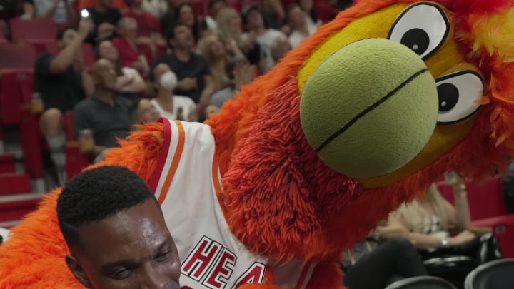 Mar 4, 2023; Miami, Florida, USA;  Former Miami Heat center and Basketball Hall of Fame member Chris Bosh was recognized during the game against the Atlanta Hawks at Miami-Dade Arena. Mandatory Credit: Jim Rassol-USA TODAY Sports