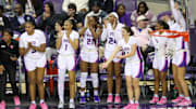 The TCU Bench celebrating in their win against BYU 02/11/2025